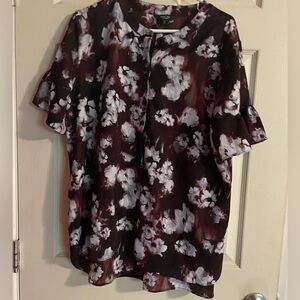 Simply Vera Dark Floral Button Down Shirt XL